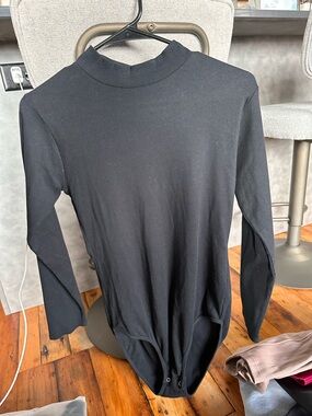 ba&sh Black Long Sleeve Open Back Bodysuit